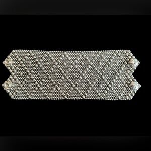 Sergio Gutierrez Liquid Metal Bracelet Silver Mesh Wide Statement Cuff